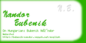 nandor bubenik business card